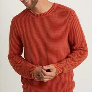 MARINE LAYER Garment Dye Crew Sweater in Amber Brown sz L